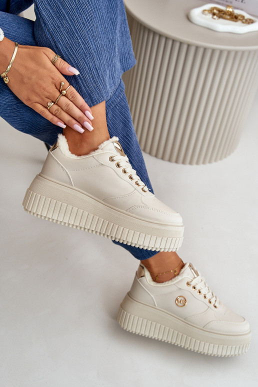 Sneakers model schoenen sportschoenen Dames opgewarmd met modieuze massieve zolen beige Ardiela Sneakers model schoenen sportschoenen Dames opgewarmd met modieuze massieve zolen beige Ardiela