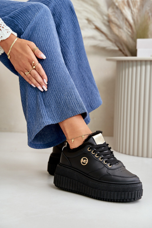 Sneakers model schoenen sportschoenen Dames opgewarmd met modieuze massieve zolen zwarte kleur Ardiela Sneakers model schoenen sportschoenen Dames opgewarmd met modieuze massieve zolen zwarte kleur Ardiela