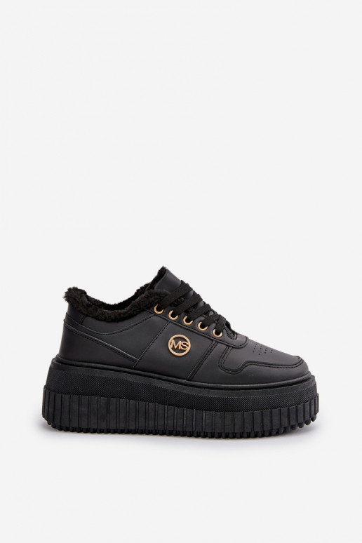 Turnschuhe Modell Schuhe Sportschuhe Damen warm mit modischen massiven Sohlen schwarz Farbe Verissha