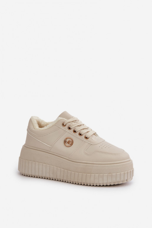 Chaussures modèle baskets baskets Féminin réchauffer avec des semelles massives à la mode beige Verissha