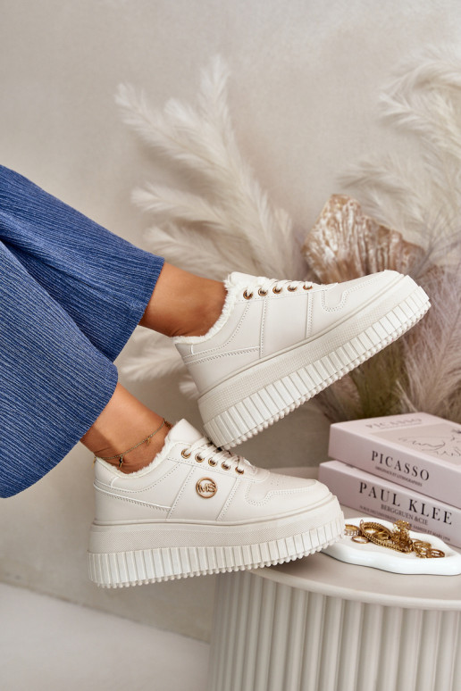 Chaussures modèle baskets baskets Féminin réchauffer avec des semelles massives à la mode beige Verissha