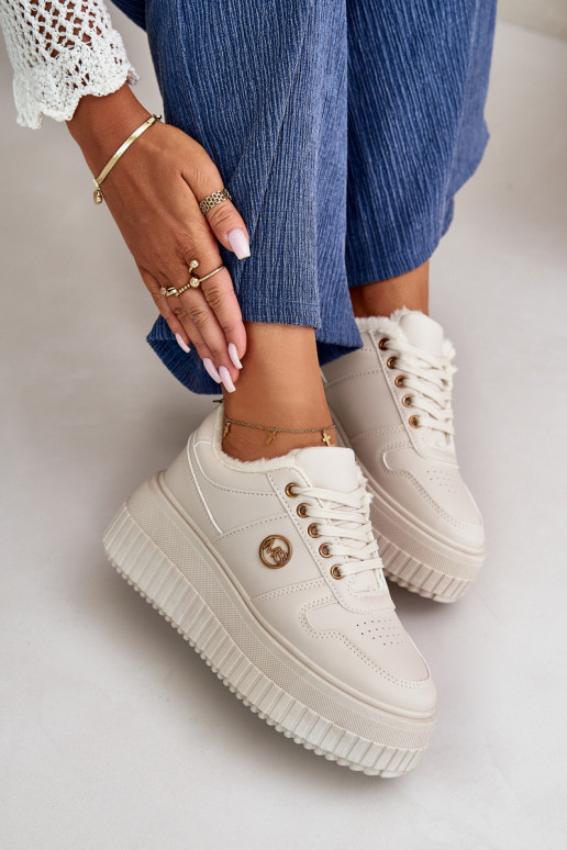 Chaussures modèle baskets baskets Féminin réchauffer avec des semelles massives à la mode beige Verissha