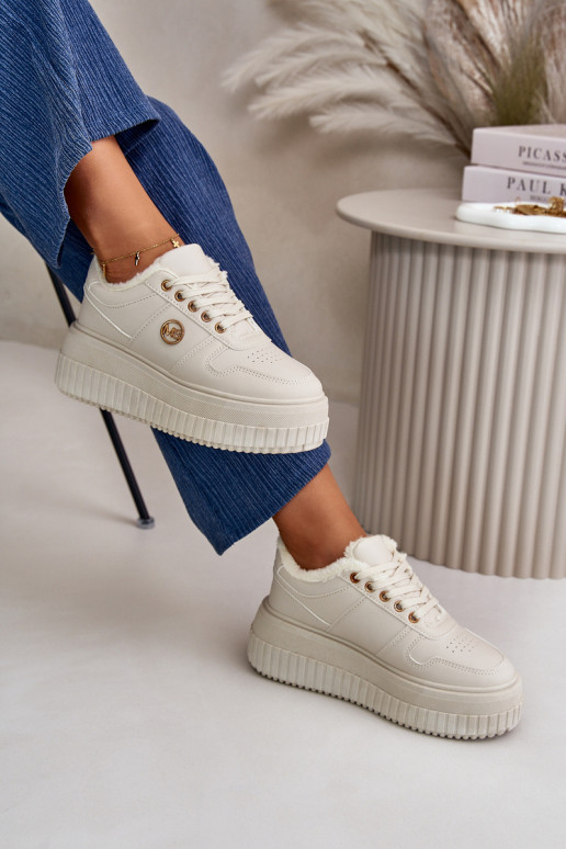 Chaussures modèle baskets baskets Féminin réchauffer avec des semelles massives à la mode beige Verissha