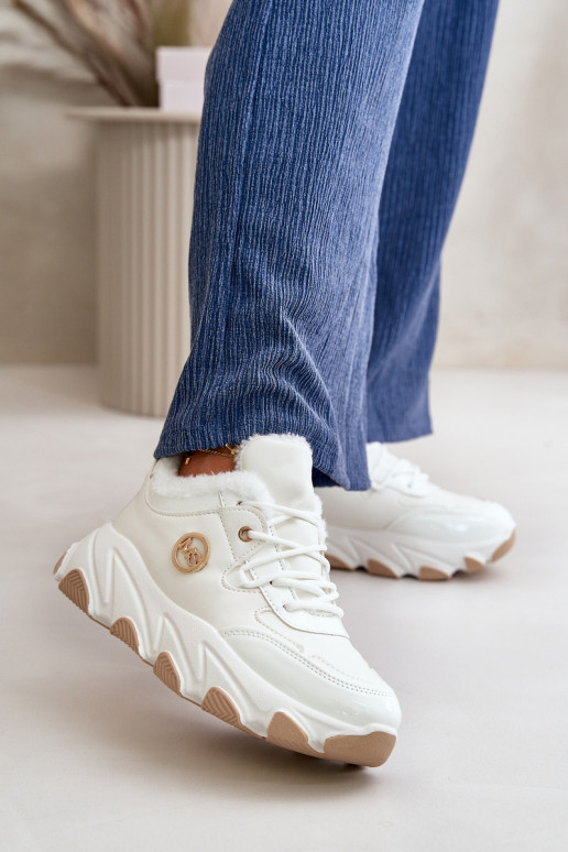 Féminin baskets avec des lacets réchauffer avec une plateforme couleur blanche Verioras