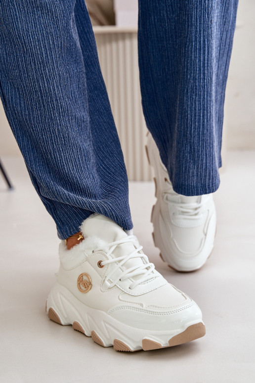 Féminin baskets avec des lacets réchauffer avec une plateforme couleur blanche Verioras