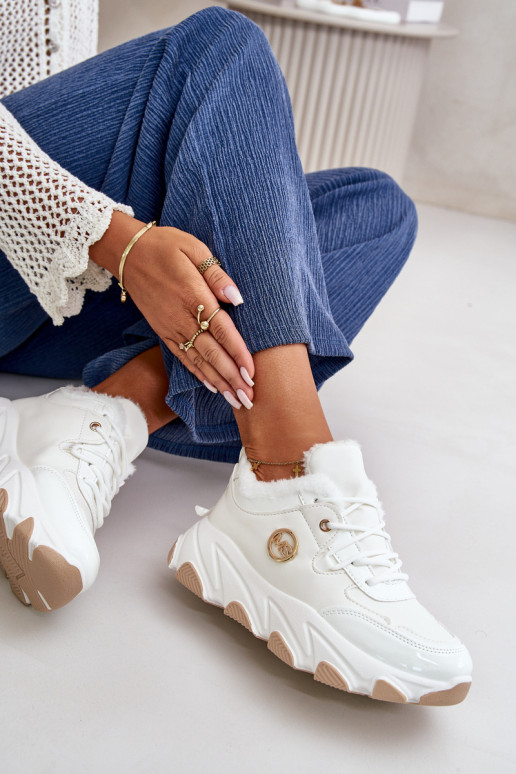 Féminin baskets avec des lacets réchauffer avec une plateforme couleur blanche Verioras