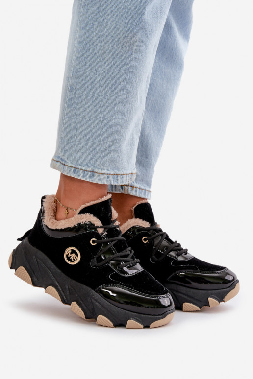 Féminin baskets avec des lacets réchauffer avec une plateforme couleur noire Verioras Féminin baskets avec des lacets réchauffer avec une plateforme couleur noire Verioras