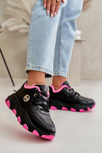beheizte Sportschuhe Damen mit Schnürsenkeln mit Plateau schwarz Farbe Biaola