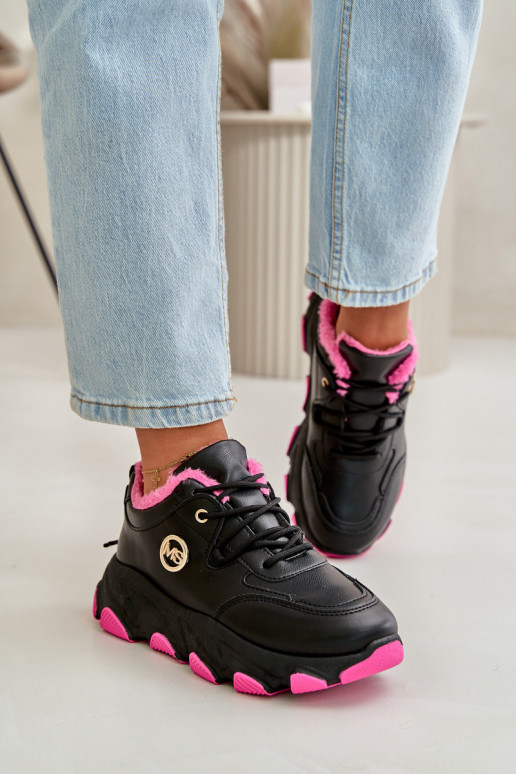 réchauffer baskets Féminin avec des lacets avec une plateforme couleur noire Bialoa