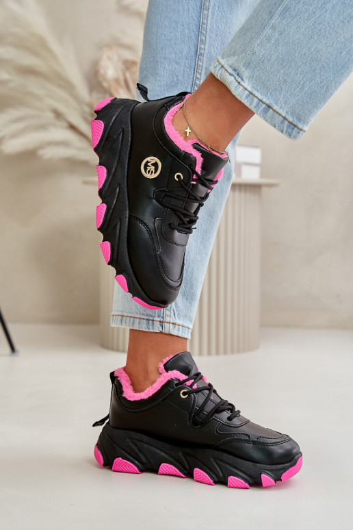 réchauffer baskets Féminin avec des lacets avec une plateforme couleur noire Bialoa