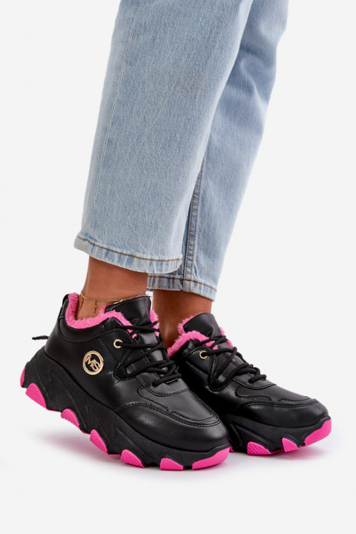 réchauffer baskets Féminin avec des lacets avec une plateforme couleur noire Bialoa
