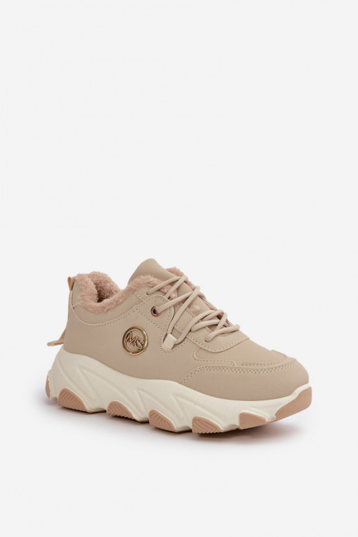 verwarmde sneakers Damesplatform met veters beige Bialoa verwarmde sneakers Damesplatform met veters beige Bialoa