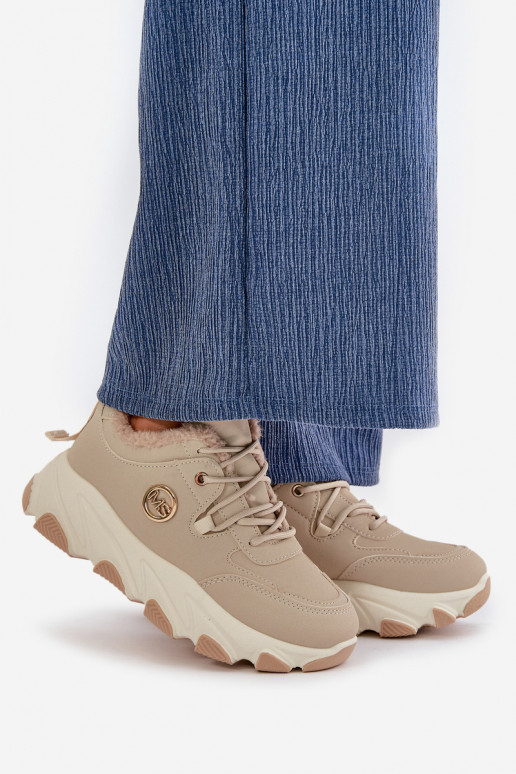 verwarmde sneakers Damesplatform met veters beige Bialoa verwarmde sneakers Damesplatform met veters beige Bialoa