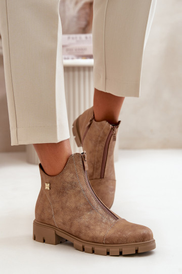 réchauffer Bottes pour femmes Z Przetarciami Eko Peau brun-couleur dorée Verietta 2