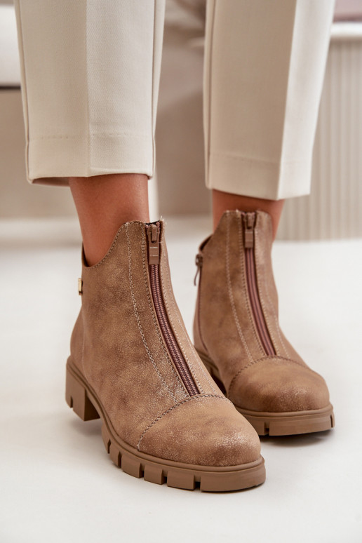 réchauffer Bottes pour femmes Z Przetarciami Eko Peau brun-couleur dorée Verietta