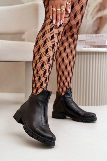 Gewärmte Damenstiefel aus schwarzem Öko-Leder in der Farbe Verietta