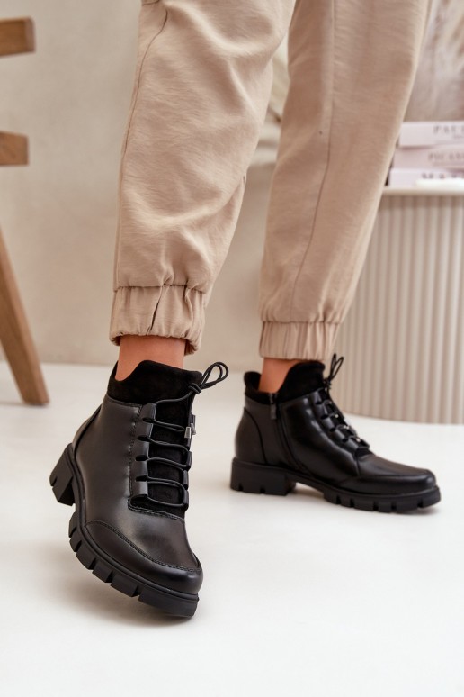 chaussures à talons bas pour femmes réchauffer en cuir écologique couleur noire Erisabelle chaussures à talons bas pour femmes réchauffer en cuir écologique couleur noire Erisabelle