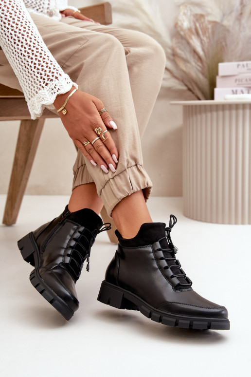 chaussures à talons bas pour femmes réchauffer en cuir écologique couleur noire Erisabelle chaussures à talons bas pour femmes réchauffer en cuir écologique couleur noire Erisabelle