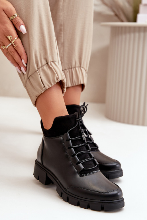 chaussures à talons bas pour femmes réchauffer en cuir écologique couleur noire Erisabelle chaussures à talons bas pour femmes réchauffer en cuir écologique couleur noire Erisabelle