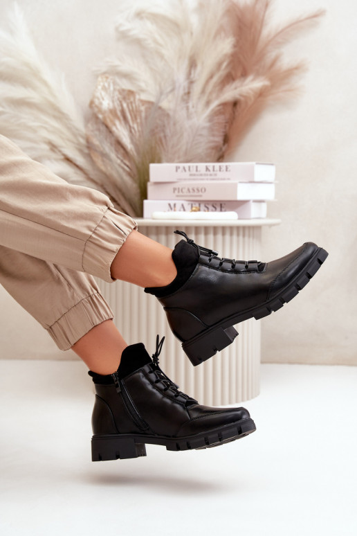 chaussures à talons bas pour femmes réchauffer en cuir écologique couleur noire Erisabelle chaussures à talons bas pour femmes réchauffer en cuir écologique couleur noire Erisabelle