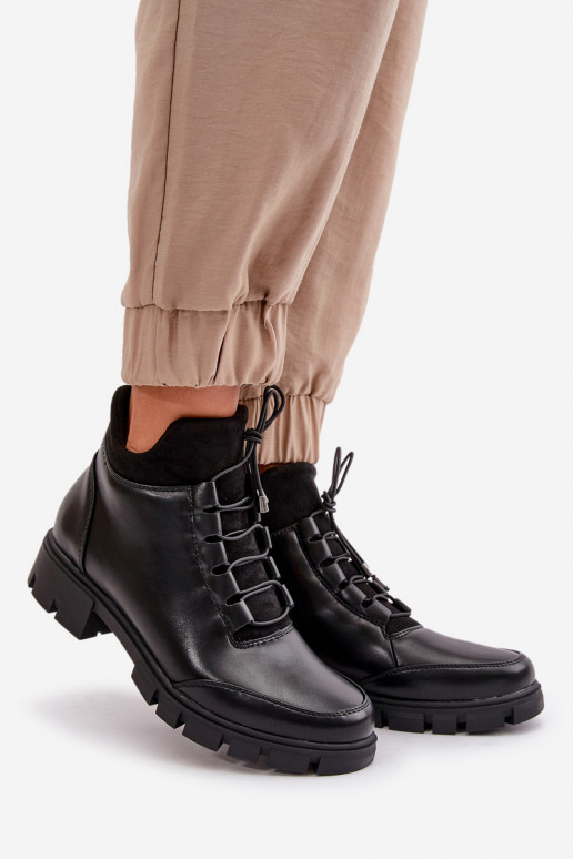 chaussures à talons bas pour femmes réchauffer en cuir écologique couleur noire Erisabelle chaussures à talons bas pour femmes réchauffer en cuir écologique couleur noire Erisabelle