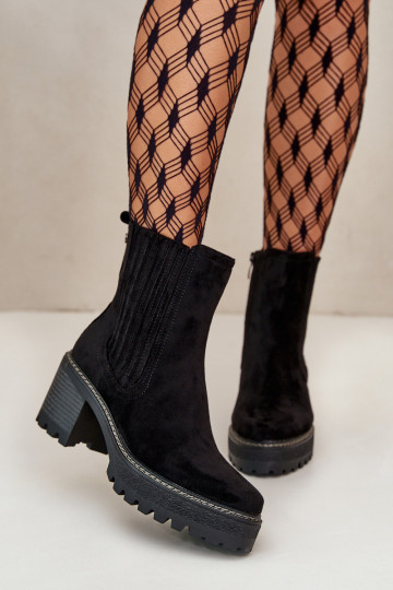 Bottes Z pour femmes en éco-daim réchauffées de couleur noire Nevitas 2
