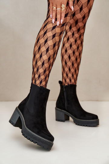 Bottes pour femmes réchauffer avec des talons en daim écologiqueoÀe couleur noire Irissinae