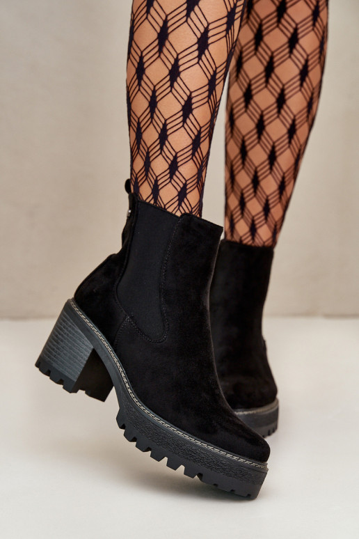 Bottes pour femmes réchauffer avec des talons en daim écologiqueoÀe couleur noire Irissinae