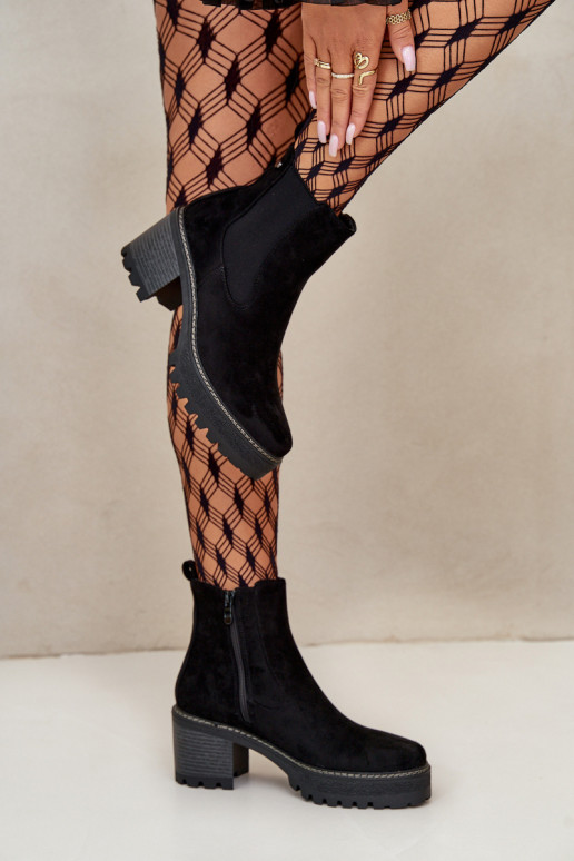 Bottes pour femmes réchauffer avec des talons en daim écologiqueoÀe couleur noire Irissinae