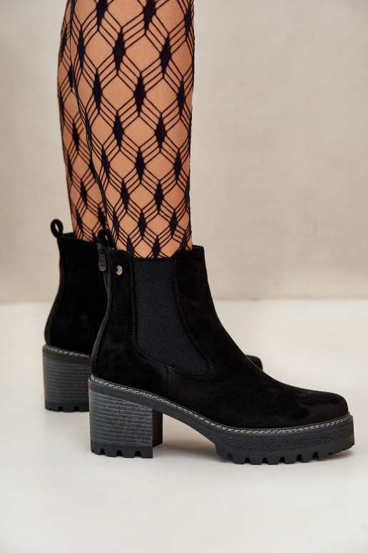 Bottes pour femmes réchauffer avec des talons en daim écologiqueoÀe couleur noire Irissinae