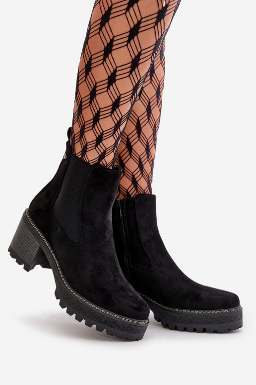 Bottes pour femmes réchauffer avec des talons en daim écologiqueoÀe couleur noire Irissinae