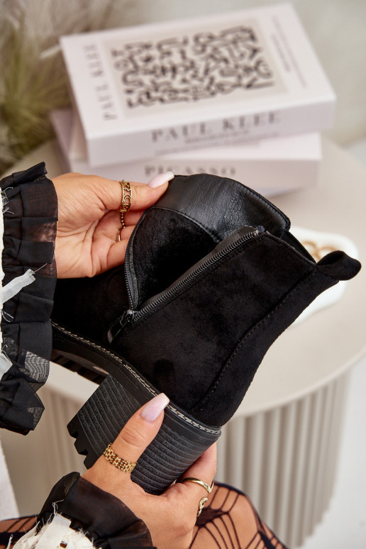 Bottes pour femmes réchauffer avec des talons en daim écologiqueoÀe couleur noire Irissinae