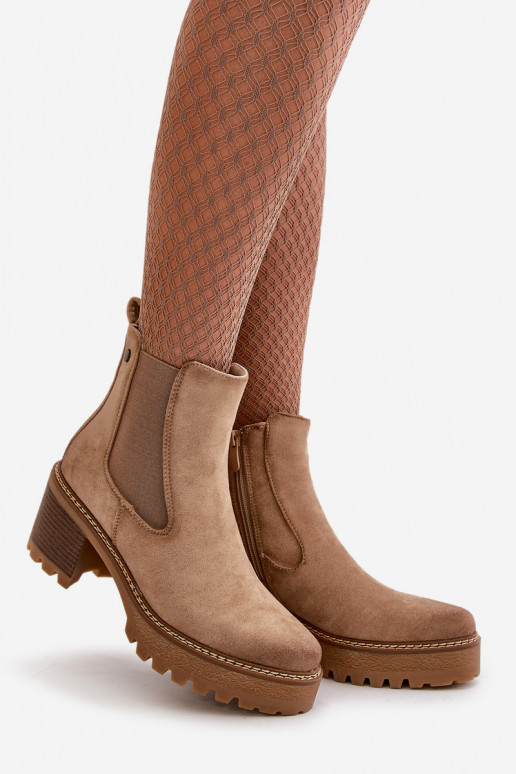 Bottes pour femmes réchauffer avec des talons en daim écologiqueoÀe beige Irissinae Bottes pour femmes réchauffer avec des talons en daim écologiqueoÀe beige Irissinae