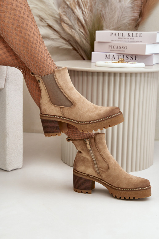 Bottes pour femmes réchauffer avec des talons en daim écologiqueoÀe beige Irissinae Bottes pour femmes réchauffer avec des talons en daim écologiqueoÀe beige Irissinae
