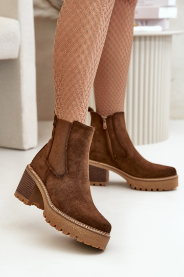 Bottes pour femmes réchauffer avec des talons en daim écologiqueoÀe marron Irissinae