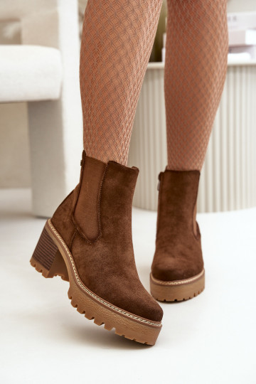 Bottes pour femmes réchauffer avec des talons en daim écologiqueoÀe marron Irissinae 2