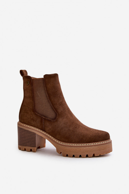 Bottes pour femmes réchauffer avec des talons en daim écologiqueoÀe marron Irissinae Bottes pour femmes réchauffer avec des talons en daim écologiqueoÀe marron Irissinae