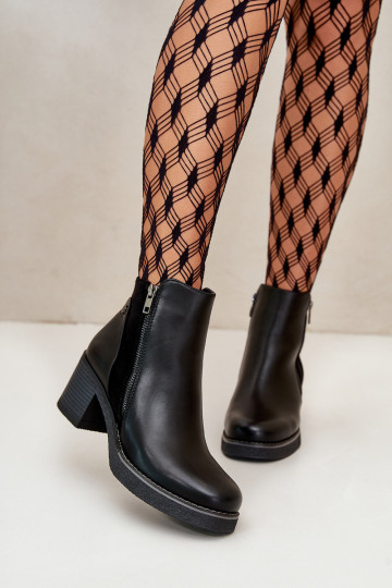 Bottes pour femmes en cuir écologique avec des talons réchauffer couleur noire Revianna 2