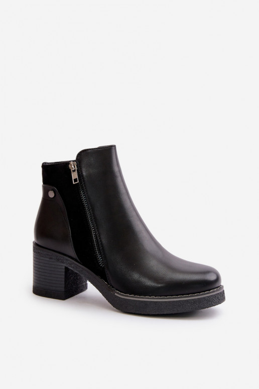 Bottes pour femmes en cuir écologique avec des talons réchauffer couleur noire Revianna