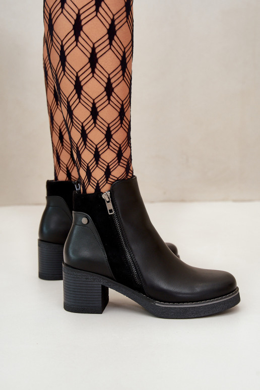 Bottes pour femmes en cuir écologique avec des talons réchauffer couleur noire Revianna