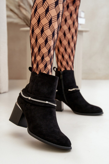 réchauffer Bottes pour femmes avec des chaînes en daim écologiqueoÀe couleur noire Hanalen