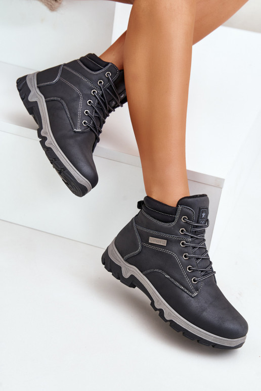 bottes de randonnée pour hommes réchauffer en cuir écologique bleu foncé Neramia bottes de randonnée pour hommes réchauffer en cuir écologique bleu foncé Neramia