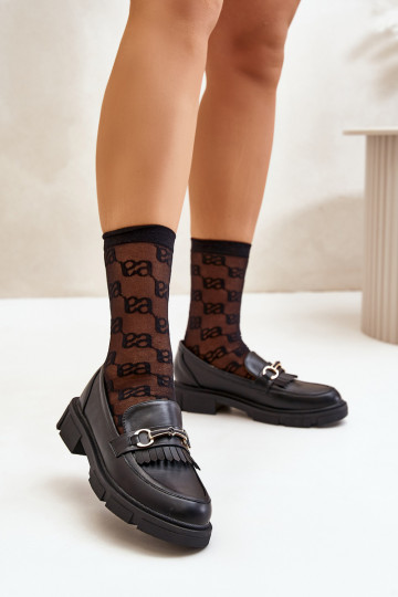 mocassins pour femmes avec des ornements Eko Peau couleur noire Tialorae 2