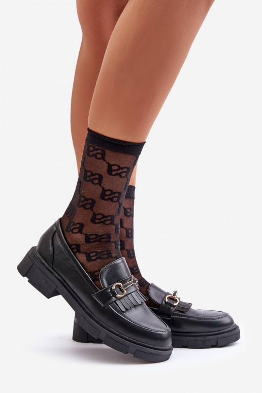 mocassins pour femmes avec des ornements Eko Peau couleur noire Tialorae