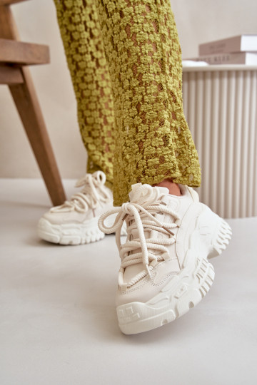 Baskets modèle chaussures femme à semelles massives à la mode de couleur ivoire Nevela 2