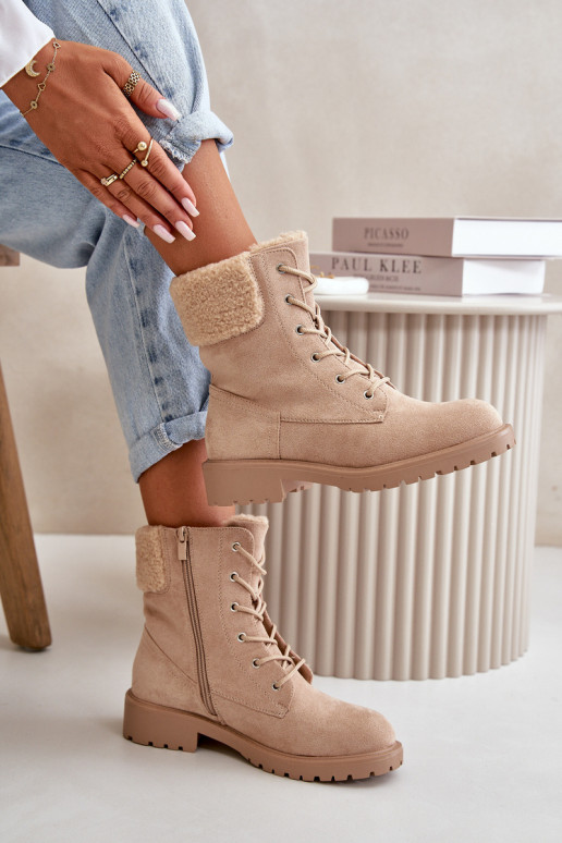 Verwarmde werklaarzen voor dames To the Castle beige kleur Mivael