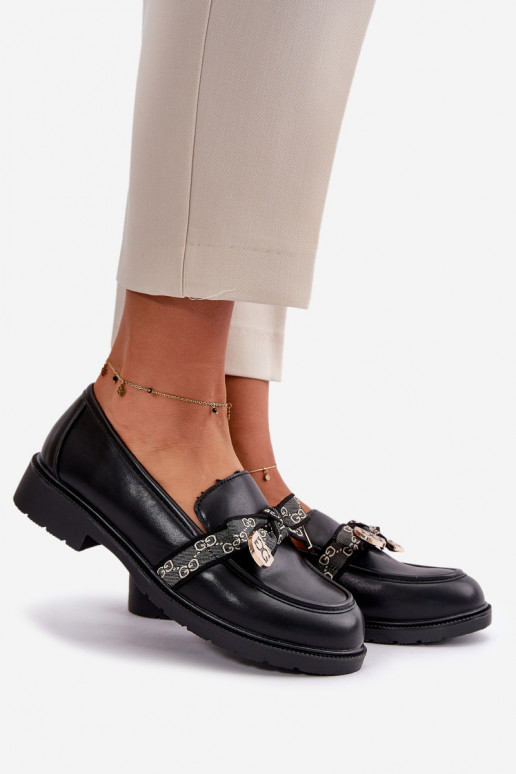 Féminin Mocassins avec des rubans S.Barski HY42-331 couleur noire