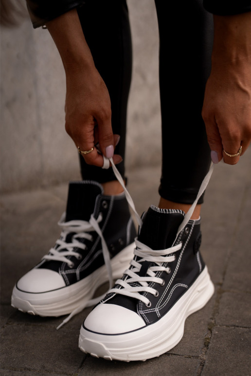 Chaussures de loisirs avec une plateforme Eko Peau Big Star OO274063 couleur noire