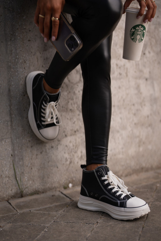 Chaussures de loisirs avec une plateforme Eko Peau Big Star OO274063 couleur noire