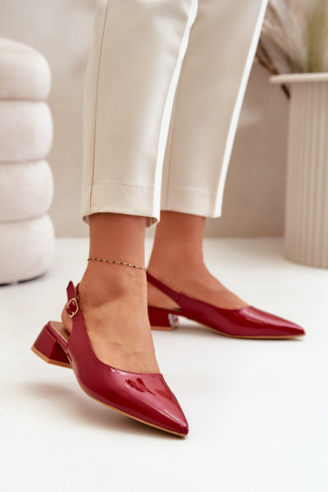 Ballerines laquées Sur un talon bas Z Noskami avec des nez pointus Bourgogne Anarinne